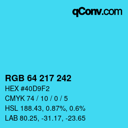 Color code: RGB 64 217 242 | qconv.com