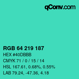 Color code: RGB 64 219 187 | qconv.com