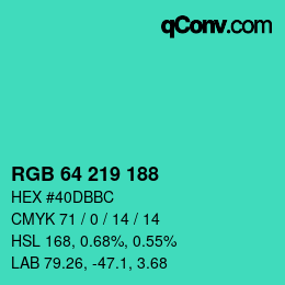 Color code: RGB 64 219 188 | qconv.com