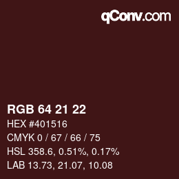 颜色代码: RGB 64 21 22 | qconv.com