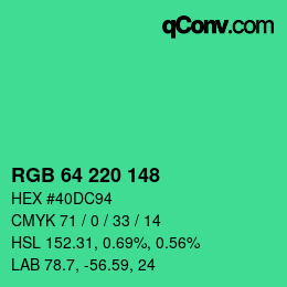 Color code: RGB 64 220 148 | qconv.com