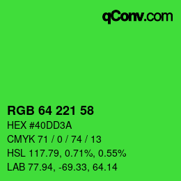 Color code: RGB 64 221 58 | qconv.com