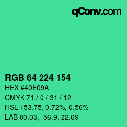 Color code: RGB 64 224 154 | qconv.com