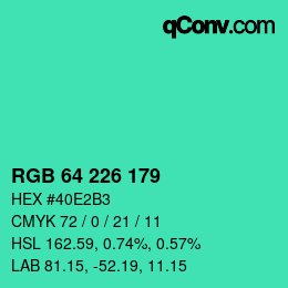 Color code: RGB 64 226 179 | qconv.com