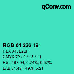 Color code: RGB 64 226 191 | qconv.com