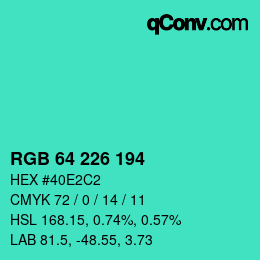 Color code: RGB 64 226 194 | qconv.com