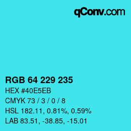 Color code: RGB 64 229 235 | qconv.com
