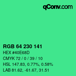 颜色代码: RGB 64 230 141 | qconv.com
