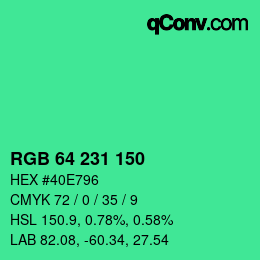 Color code: RGB 64 231 150 | qconv.com