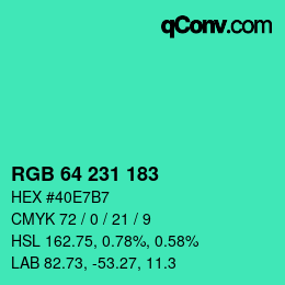 Color code: RGB 64 231 183 | qconv.com