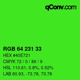 Color code: RGB 64 231 33 | qconv.com