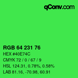 颜色代码: RGB 64 231 76 | qconv.com