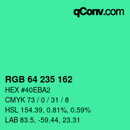 Color code: RGB 64 235 162 | qconv.com