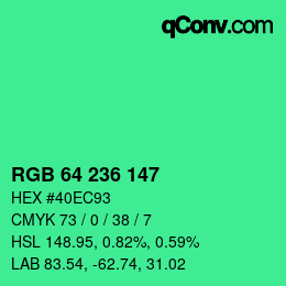 カラーコード: RGB 64 236 147 | qconv.com