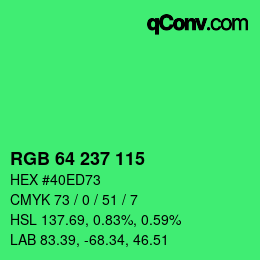 颜色代码: RGB 64 237 115 | qconv.com