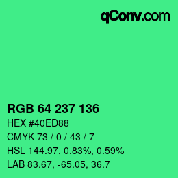 Código de color: RGB 64 237 136 | qconv.com