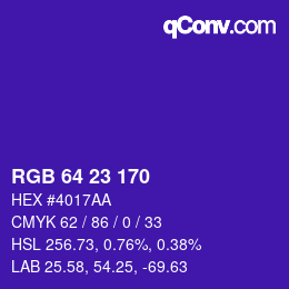 カラーコード: RGB 64 23 170 | qconv.com