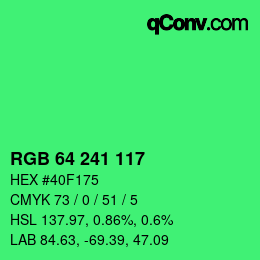 Color code: RGB 64 241 117 | qconv.com