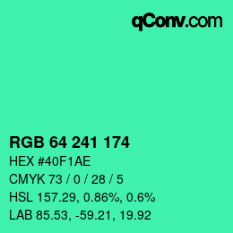 Color code: RGB 64 241 174 | qconv.com