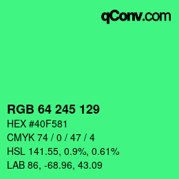 颜色代码: RGB 64 245 129 | qconv.com