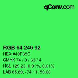Color code: RGB 64 246 92 | qconv.com