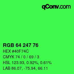 Color code: RGB 64 247 76 | qconv.com