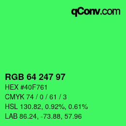 Color code: RGB 64 247 97 | qconv.com