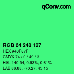 颜色代码: RGB 64 248 127 | qconv.com