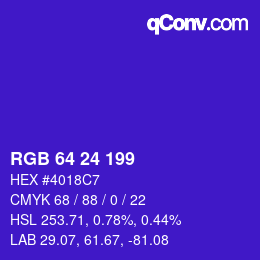 Color code: RGB 64 24 199 | qconv.com