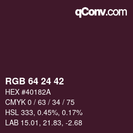 カラーコード: RGB 64 24 42 | qconv.com