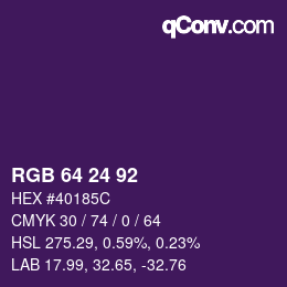 Color code: RGB 64 24 92 | qconv.com