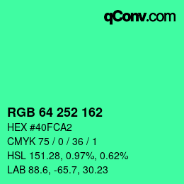 Color code: RGB 64 252 162 | qconv.com