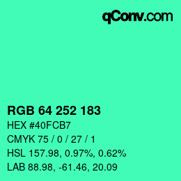 Color code: RGB 64 252 183 | qconv.com