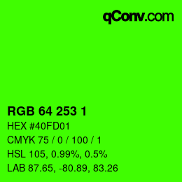 カラーコード: RGB 64 253 1 | qconv.com