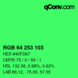Color code: RGB 64 253 103 | qconv.com