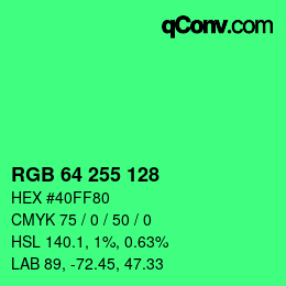 Color code: RGB 64 255 128 | qconv.com