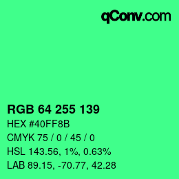 Color code: RGB 64 255 139 | qconv.com