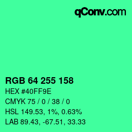 Color code: RGB 64 255 158 | qconv.com