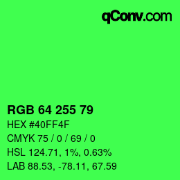 Color code: RGB 64 255 79 | qconv.com