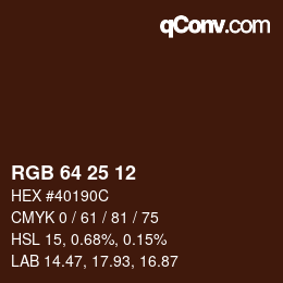 Color code: RGB 64 25 12 | qconv.com