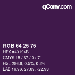 Código de color: RGB 64 25 75 | qconv.com
