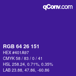 Color code: RGB 64 26 151 | qconv.com