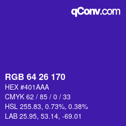 Color code: RGB 64 26 170 | qconv.com