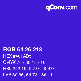 Color code: RGB 64 26 213 | qconv.com