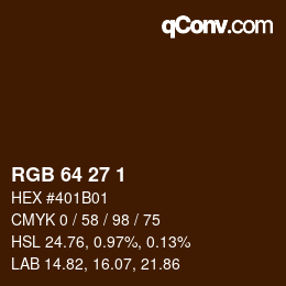 Color code: RGB 64 27 1 | qconv.com