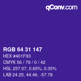 Color code: RGB 64 31 147 | qconv.com