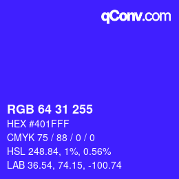 Color code: RGB 64 31 255 | qconv.com