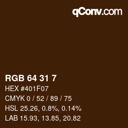 Color code: RGB 64 31 7 | qconv.com