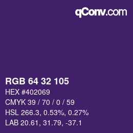 Color code: RGB 64 32 105 | qconv.com