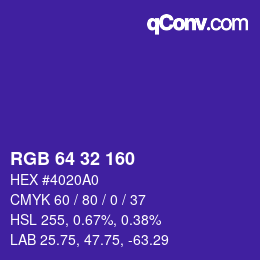 Color code: RGB 64 32 160 | qconv.com